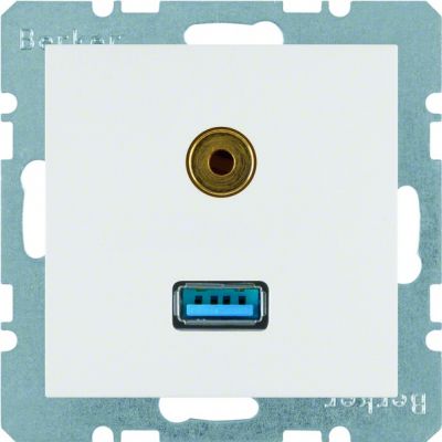 BERKER B.X/S.1 Gniazdo USB / 3,5mm Audio biały 3315398989 HAGER (3315398989)