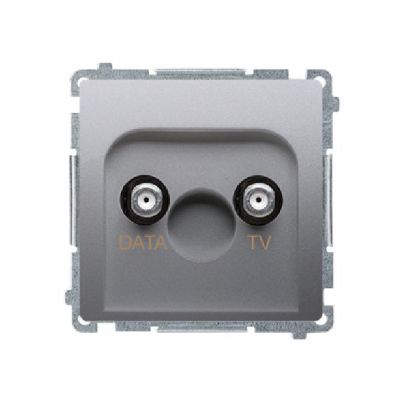 Simon Basic Gniazdo antenowe TV-DATA  1x wejście: 5–1000 MHz srebrny mat BMAD1.01/43 (BMAD1.01/43)