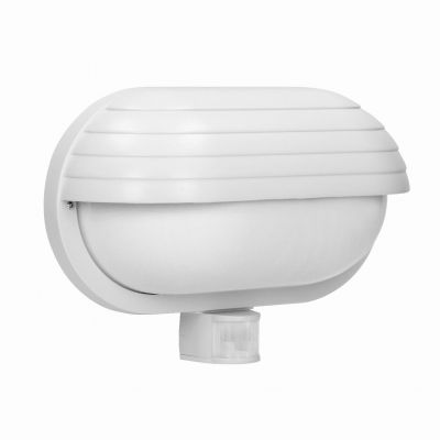 MUSAM, oprawa ogrodowa z czujnikiem ruchu 180st, 1x60W, E27, IP44, z przesłoną, plastik, biała ORNO (LF-1/W)