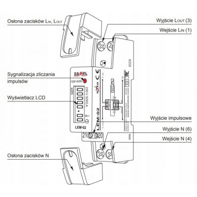 Licznik energii elektrycznej 1-fazowy LCD Typ: LEM-02 ZAMEL (EXT10000033-WPL)