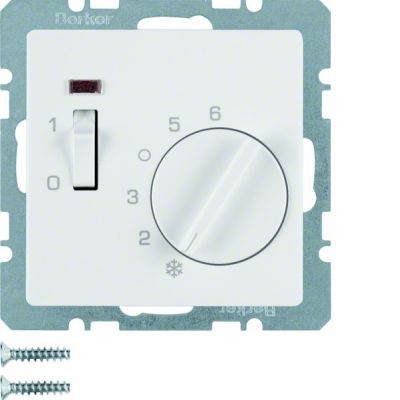 BERKER Q.1/Q.3 Regulator temperatury pomieszczenia 24V ze stykiem zwiernym, biały 20316089 HAGER (20316089)