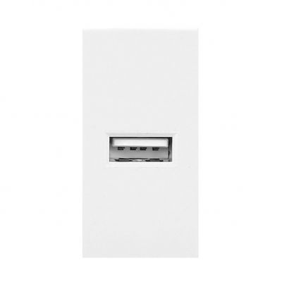 NOEN USB, port modułowy 22,5x45mm z ładowarką USB, 2,1A 5V DC, biały ORNO (OR-GM-9010/W/USB)
