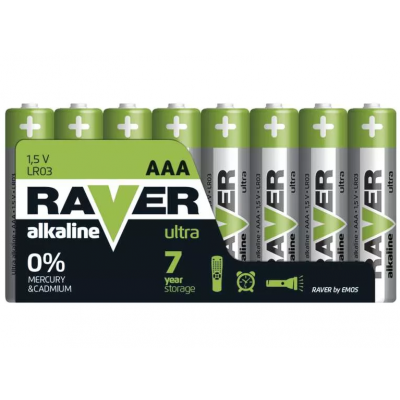 Bateria alkaliczna Raver Ultra Alkaline AAA (LR03) folia 8 B79118 EMOS (B79118)