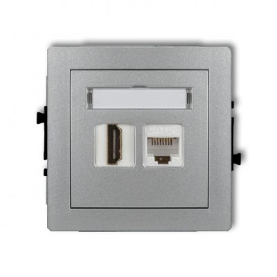 KARLIK DECO Mechanizm gniazda pojedynczego HDMI 1.4 + gniazda komp. poj. 1xRJ45, kat. 5e, 8-stykowy srebrny metalik 7DGHK (7DGHK)