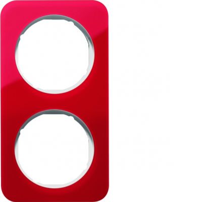 BERKER R.1 Ramka podwójna akryl czerwony przezroczysty/biała 10122349 HAGER (10122349)