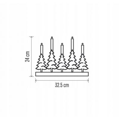 Lampki świąteczne świecznik biały 5 LED 24 cm 2x AA ciepła biel IP20 timer EMOS (DCAW14)