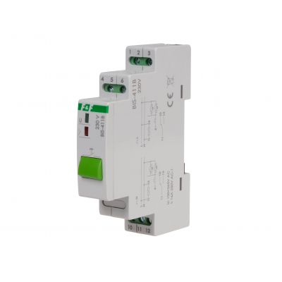 Przekaźnik bistabilny BIS-411 z przyciskiem do sterowania ręcznego montaż na szynie DIN BIS-411B F&F (BIS-411B)