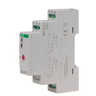 F&F Przekaźnik bistabilny z wyłącznikiem czasowym  na szynę DIN z przekaźnikiem inrush 160A/20ms BIS-413-LED (BIS-413-LED)