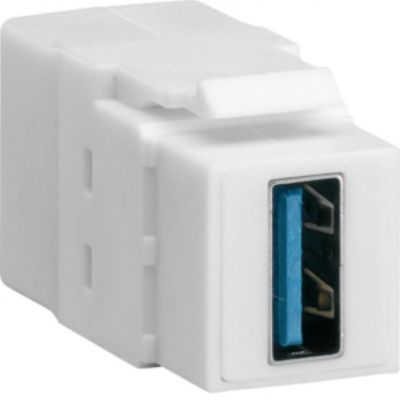 Moduł KEYSTONE gniazdo USB 3.0 przelotowe wtyk prosty 180st biały VZ30US HAGER (VZ30US)