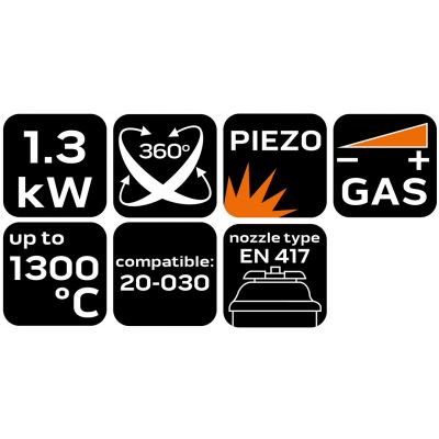 Palnik gazowy nakręcany z zapłonem piezo regulacja płomienia 1300°C NEO (20-027)
