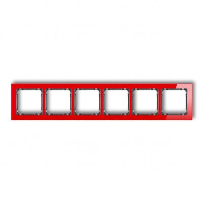 KARLIK DECO Ramka uniwersalna sześciokrotna - efekt szkła (ramka: czerwona; spód: grafitowy) czerwony 17-11-DRS-6 (17-11-DRS-6)