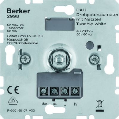 BERKER one.platform Potencjometr obrotowy DALI z wbudowanym zasilaniem, Tunable White 2998 HAGER (2998)