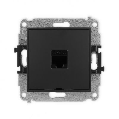 KARLIK MINI Gniazdo pojedyncze komputerowe 1xRJ45, kat. 6, 8-stykowy czarny mat 12MGKBO-3 (12MGKBO-3)