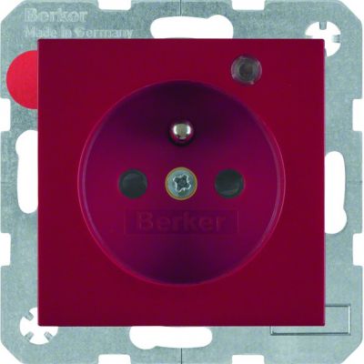 BERKER B.X/S.1 Gniazdo z uziemieniem i LED kontrolną z podwyższoną ochroną styków czerwony 6765098915 (6765098915)