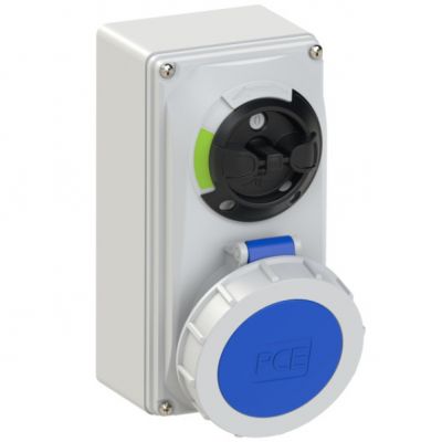 PCE GNIAZDO Z WYŁĄCZNIKIEM 0-1 MAŁE BLOKADA MECHANICZNA 32A 230V 2P+Z IP67 61232-6 (61232-6)