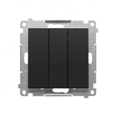 Simon 55 Przycisk zwierny potrójny z podświetleniem LED szybkozłączka Czarny mat TP31L.01/149 (TP31L.01/149)