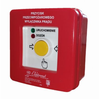 Przycisk przeciwpożarowego wyłącznika prądu PPWP-6 B/2 4 tory prądowe 12A NC-NC NC-NC, natynkowy, pr ELEKTROMET (902433)