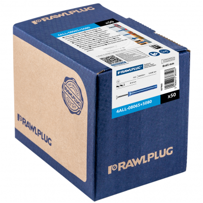 Kołek uniwersalny z wkrętem 8x65mm 50szt. RAWLPLUG (4ALL-08065+5080)