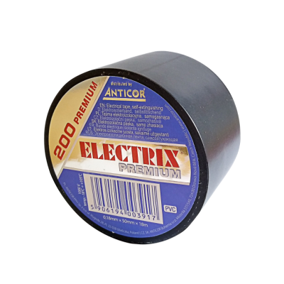 ELECTRIX 200 PREMIUM taśma elektroizolacyjna PCV 0,18mm x 50mm x 18m czarny PE-200P181-0050018 ANTICOR (PE-200P181-0050018)