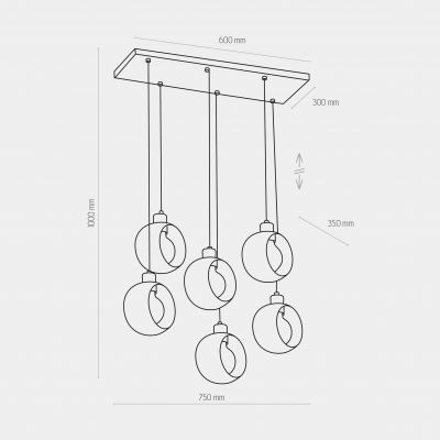 TK-Lighting lampa wisząca Cyklop White 6xE27 max 60W biała/złota (2746)