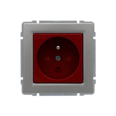 KOS 66 ; Gniazdo typu DATA czerwone, z uziemieniem i kluczem uprawniającym, bez ramki ALUMINIUM (664043)