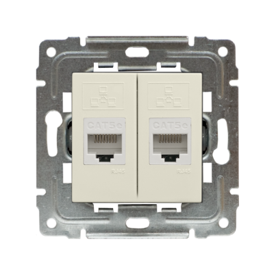 DANTE ; Gniazdo komputerowe podwójne 2xRJ45, bez ramki,  KREM (450366)