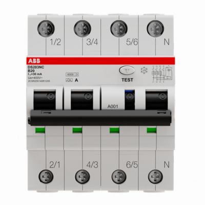 DS203NC B20 A30 wył. różn.-prąd. z blokiem nadmiarowym (2CSR256140R1205)