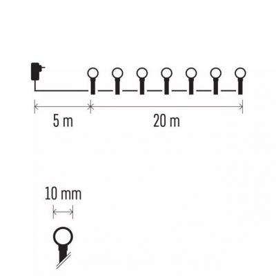 Lampki choinkowe kulki 200LED 20m multikolor IP44 EMOS (D5AM06)