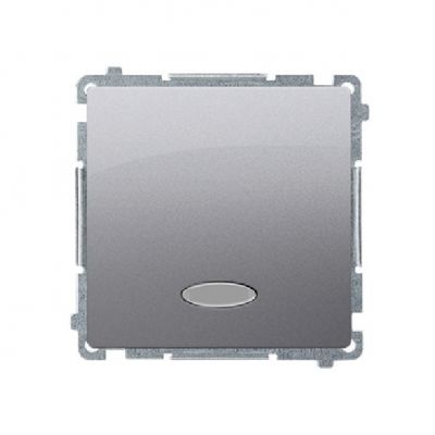 Simon Basic Przycisk pojedynczy zwierny bez piktogramu z podświetleniem LED 10A 250V szybkozłączka srebrny mat BMP1L.01/43 KONTAKT (BMP1L.01/43)