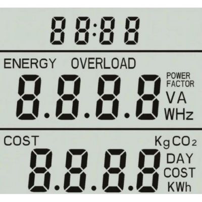 Dwutaryfowy watomierz, kalkulator energii z wyświetlaczem LCD, 2 oddzielne taryfy, wewnętrzny akumulator EM-1 ORNO (EM-1)