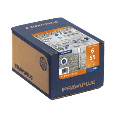  Wkręt do betonu R-LX M6 7,5x55mm gwint wewnętrzny M8 ocynk galwaniczny 100szt. RAWLPLUG (R-LX-06X055-I08-ZP)