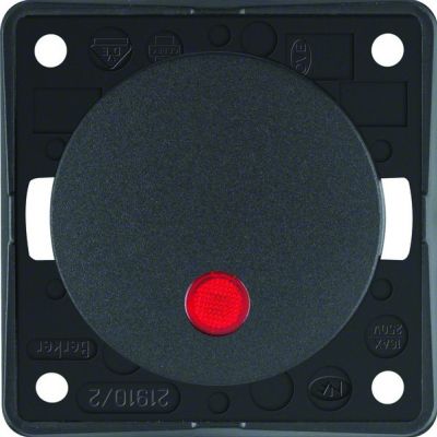Łącznik klawiszowy kontrolny z czerwoną soczewką, 2-biegunowy; antracyt, mat; Integro Flow/Pure (937522505)