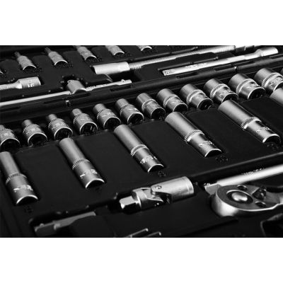 Zestaw klucze nasadowe 55 elementów grzechotka 1/4" walizka NEO TOOLS GTX (10-201)