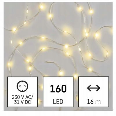 Lampki świąteczne 160LED choinkowe łezki 16m ciepła biel IP44 timer EMOS (D3AW16)