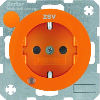 BERKER R.1/R.3 Gniazdo SCHUKO z diodą kontrolną LED pomarańczowy 41102007 HAGER (41102007)