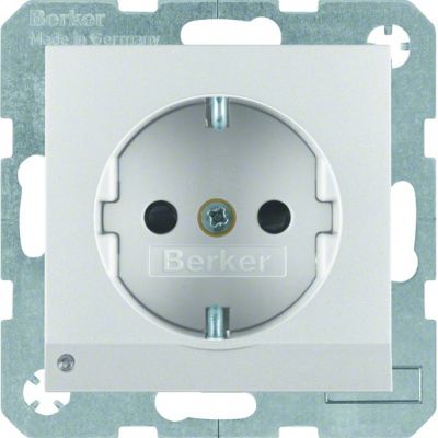BERKER B.Kwadrat/B.7 Gniazdo SCHUKO z uziemieniem z podświetleniem orientacyjnym LED, aluminium 41091404 (41091404)