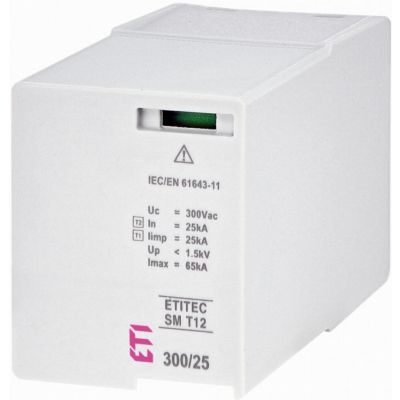 Moduł wymienny ogranicznika przepięć T1, T2 (B, C) - bez prądu upływu MOD. ETITEC SM T12 300/25 002440575 ETI (002440575)