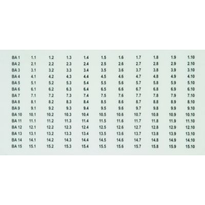 Etykiety naklejane z numerami 2x BA1 (1.1-1.10) -BA15 (15.1-15.10) do BLITZDUCTOR BXT (2x165 szt.) (920398)
