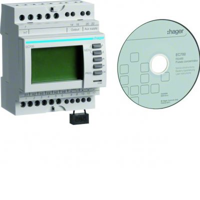 HAGER Koncentrator impulsów, 7 wejść, wyjście RS485/MODBUS EC700 (EC700)