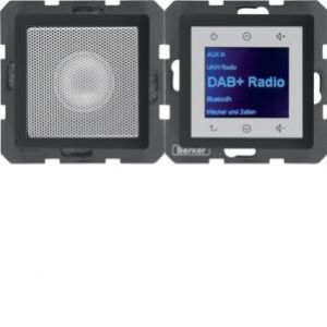Berker Q.1/Q.3/Q.7 Q.x Radio Touch podtynkowe DAB+ z głośnikiem antracyt aksamit 29806086 HAGER (29806086)
