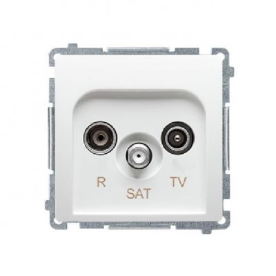 Simon Basic Gniazdo antenowe R-TV-SAT przelotowe (moduł), 1x wejście: 5 MHz–2,4 GHz; biały BMZAR-SAT10/P.01/11 (BMZAR-SAT10/P.01/11)