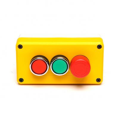 Kaseta żółto-szara, 3 przyciski, kryty ziel. (1NO), kryty czer.(1NC), bezpieczeństwa 30 mm (1NC) (T0-P3C1A2BE30)