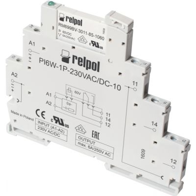 RELPOL Przekaźnik Interfejsowy PIR6W-1P-230VAC/DC-10 (SZARE) 856070 (856070)