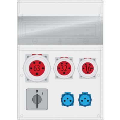 Rozdzielnica budowlana MAX BOX-16S 1x63/5, 1x32/5, 1x16/5, 2x230V, (0/1) 63A zabezp. 1xM.01-B63/3, biały MAX-16S-12ZRP PAWBOL (B.MAX-16S-12ZRP)