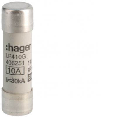 HAGER Wkładka bezpiecznikowa cylindryczna CH-14 14x51mm gG 10A 500VAC LF410G (LF410G)