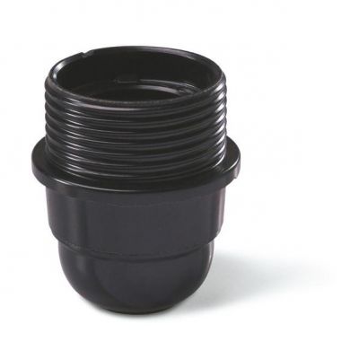 Oprawka z plastikowym gwintem, karbowana z pierścieniem E27 czarna Scame Protecta (190.6000FCG)