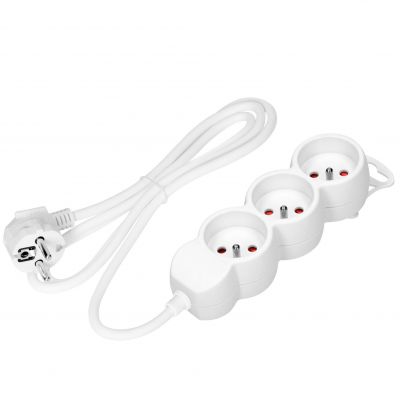 Przedłużacz potrójny listwa zasilająca 3 gniazda kabel 1,4m biały 2300W ORNO (ES-8/W/1,4)