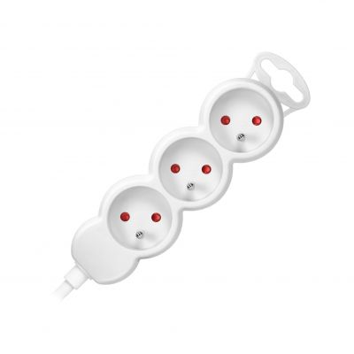 Przedłużacz potrójny listwa zasilająca 3 gniazda kabel 1,4m biały 2300W ORNO (ES-8/W/1,4)