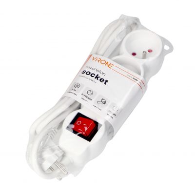 Przedłużacz domowy z włącznikiem 3 gniazda 1,4m biały ES-9/W/1,5 ORNO (ES-9/W/1,4)