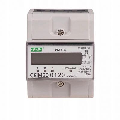 F&F Trójfazowy licznik zużycia energii 80A  MID WZE-3 (WZE-3)